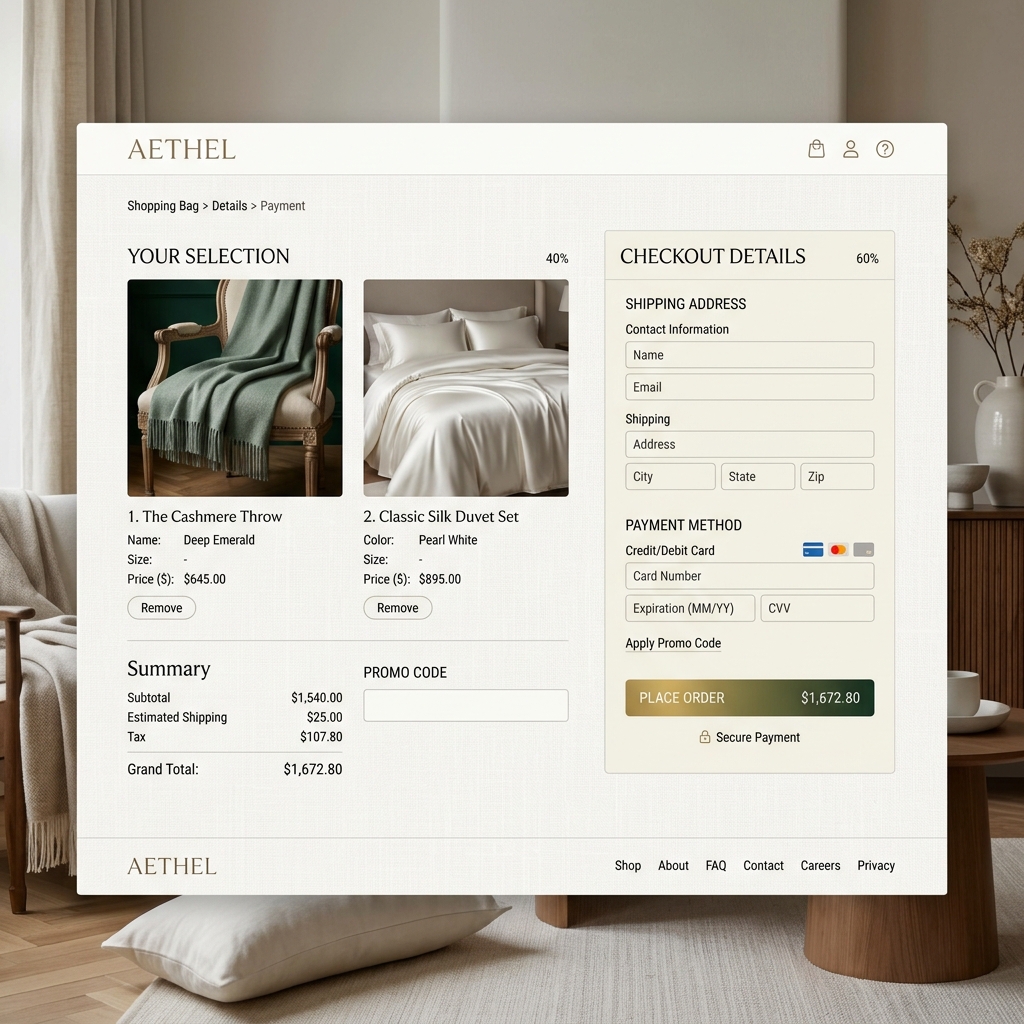 Textile Elegance - Luxury E-commerce Checkout User Experience