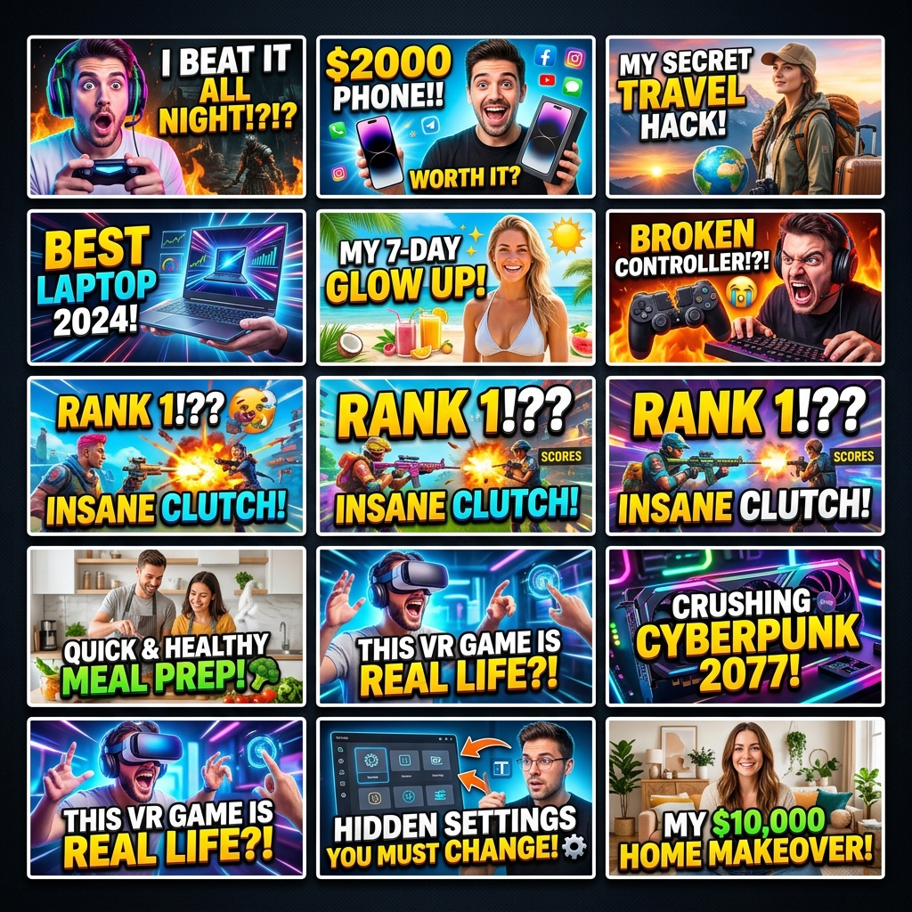 High-CTR YouTube Thumbnail & Graphic Design Showcase