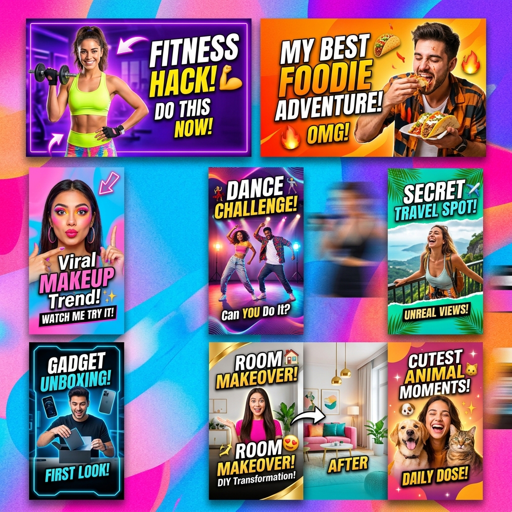 Custom Instagram Reels and YouTube Shorts Video Thumbnail Design Collection